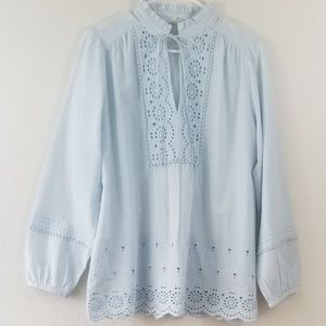 Loft | Blue Cotton Blouse NWT